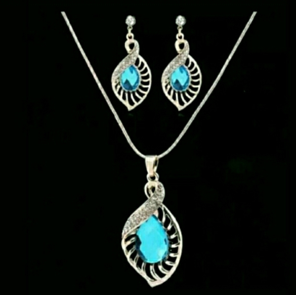 African Sapphire Necklace and earring set